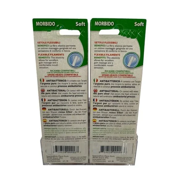 SilverCare Plus Flexible 2-Pc Toothbrush Spare Heads Soft Lot of 12 Packs